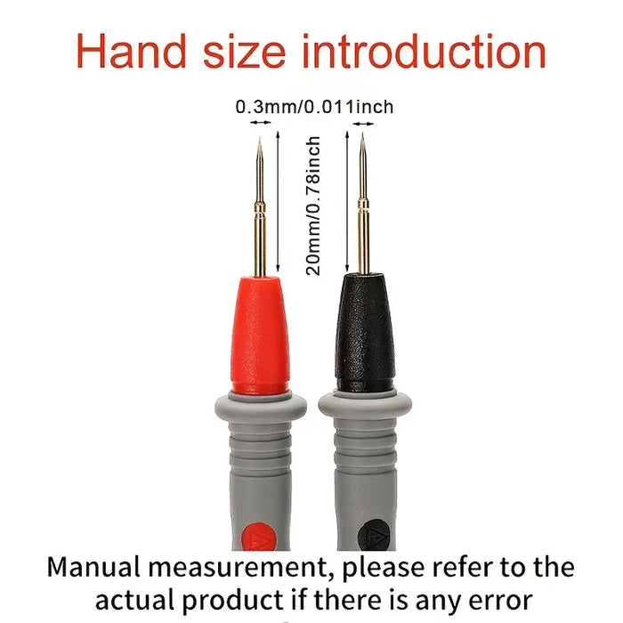 1 Set of Universal Digital Multimeter Test Leads - 1000V 20A Thin Tip Needle Probe Wire Pen Cable for Accurate Testing