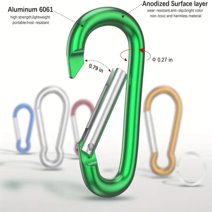 10pcs Mini Carabiner Keychain: Aluminum Alloy Spring Snap Hooks for Ou —  Dani80